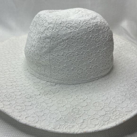 Disney Paris White Sun Hat Lace Adult Wide‎ Brim Mickey Paper Beachy Coastal main image 16